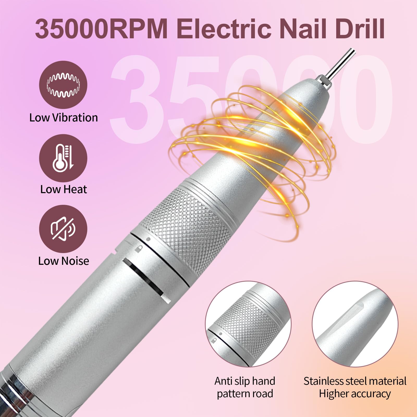 Belovedone Professional Nail Drill — 35000RPM Cordless Nail File for Home Salon