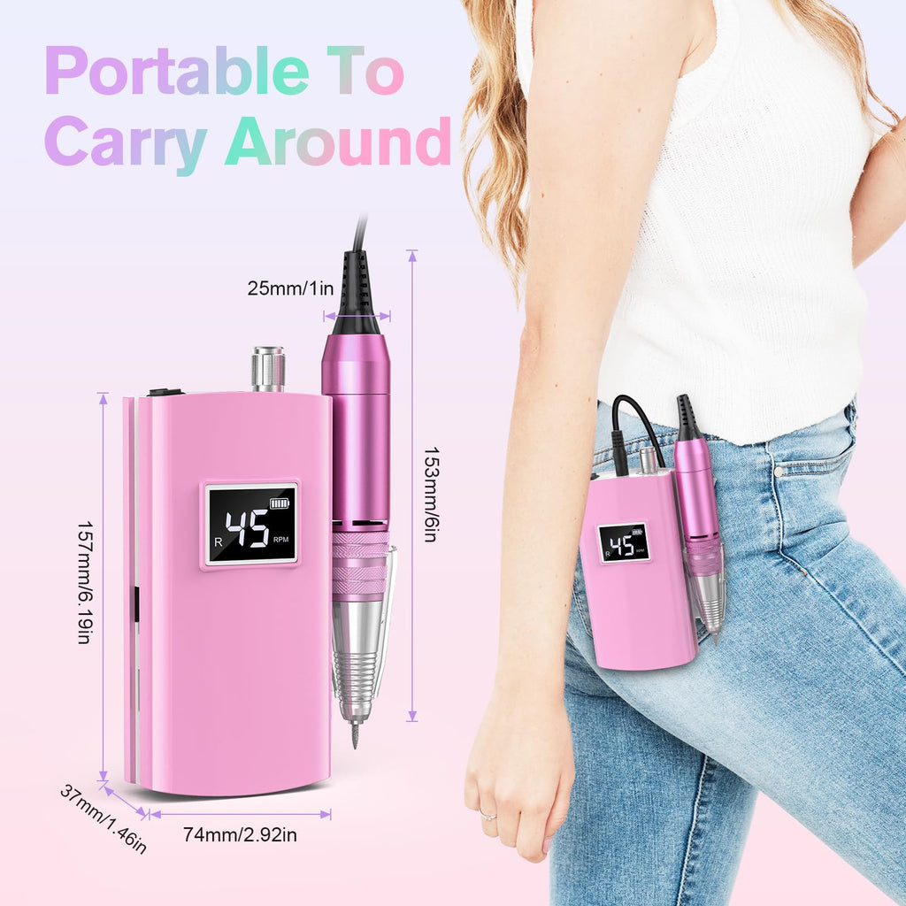 Beloving Portable Nail Drill 45000RPM – Cordless Nail File Kit (11 Bits, 50 Bands)