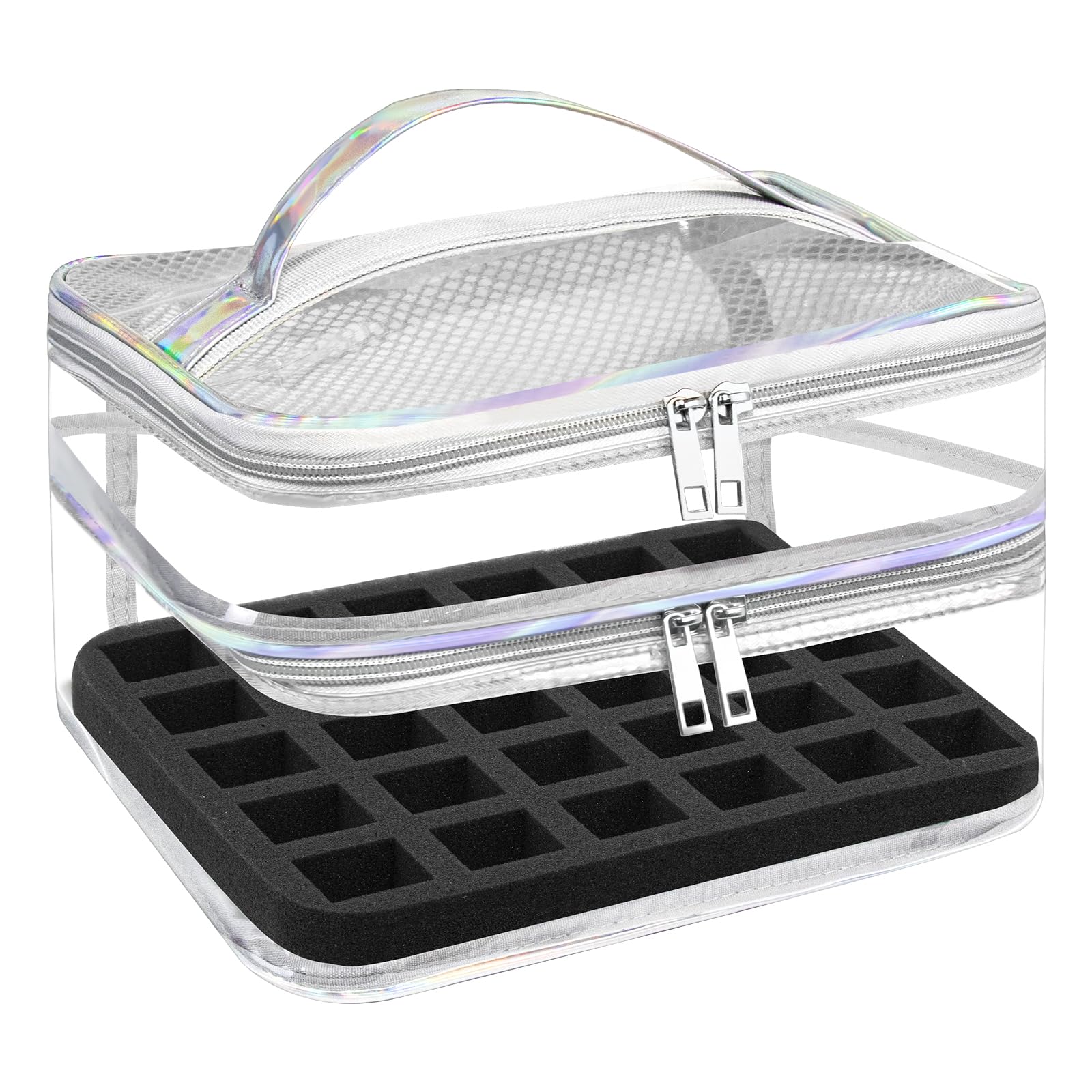 Beloving Nail Polish Organizer – Clear Double-Tier Case for 30+ Bottles | Travel-Ready
