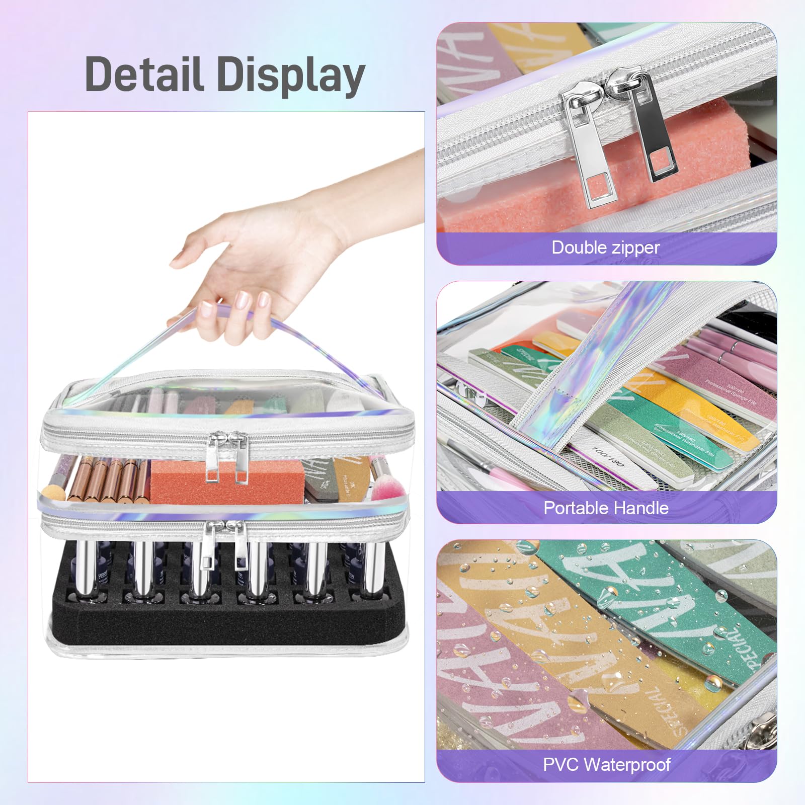 Beloving Nail Polish Organizer – Clear Double-Tier Case for 30+ Bottles | Travel-Ready