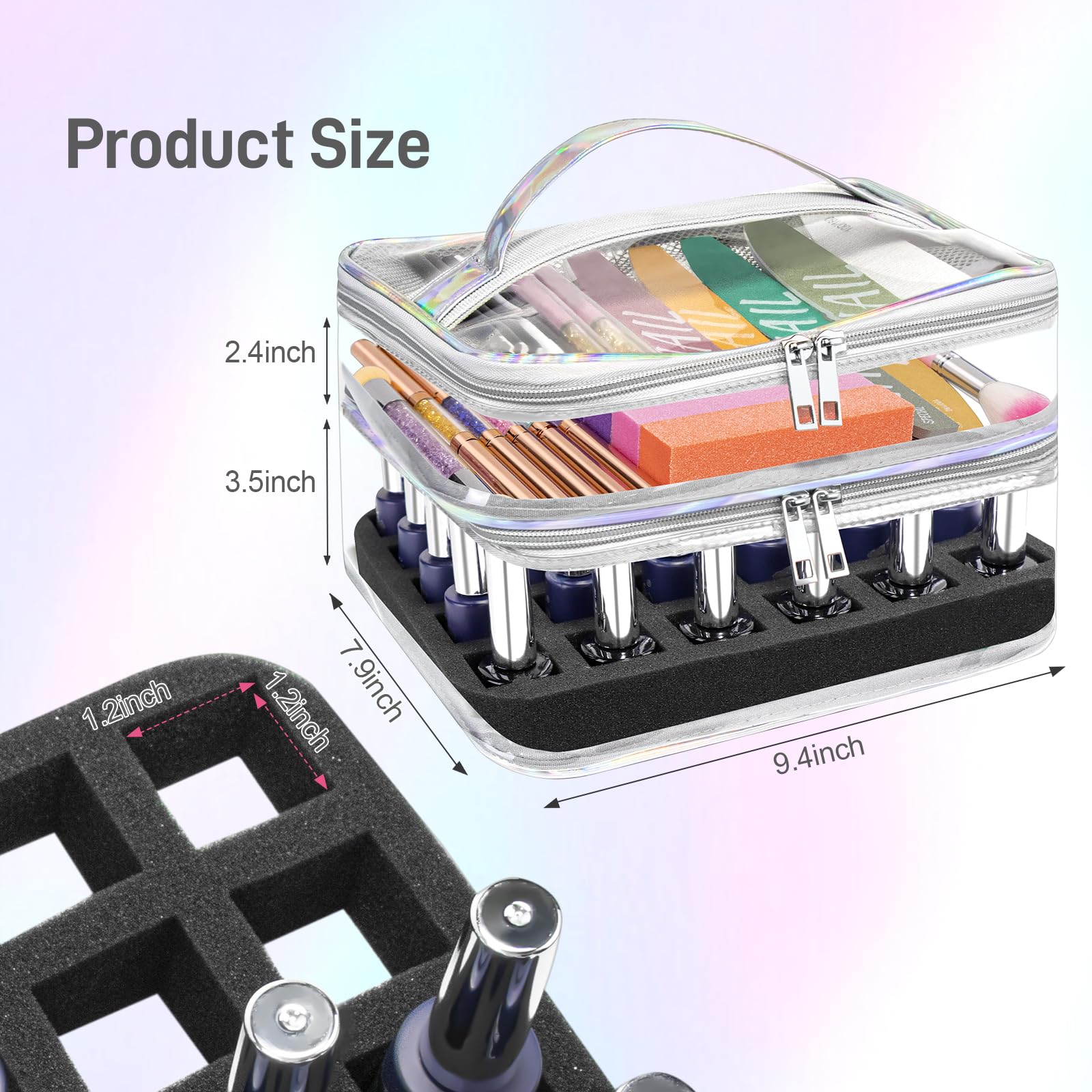 Beloving Nail Polish Organizer – Clear Double-Tier Case for 30+ Bottles | Travel-Ready
