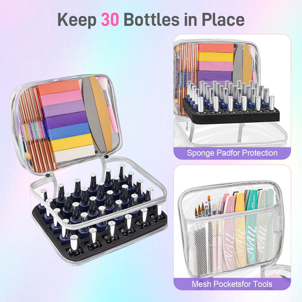 Beloving Nail Polish Organizer – Clear Double-Tier Case for 30+ Bottles | Travel-Ready