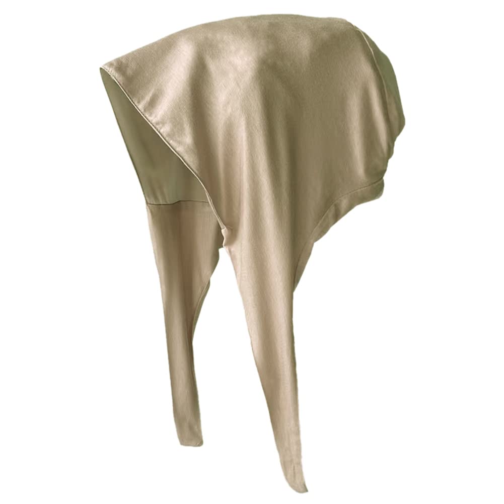 Belsen Satin Bonnet Sleep Cap with Satin Lining – Adjustable for Curly Hair (Khaki)