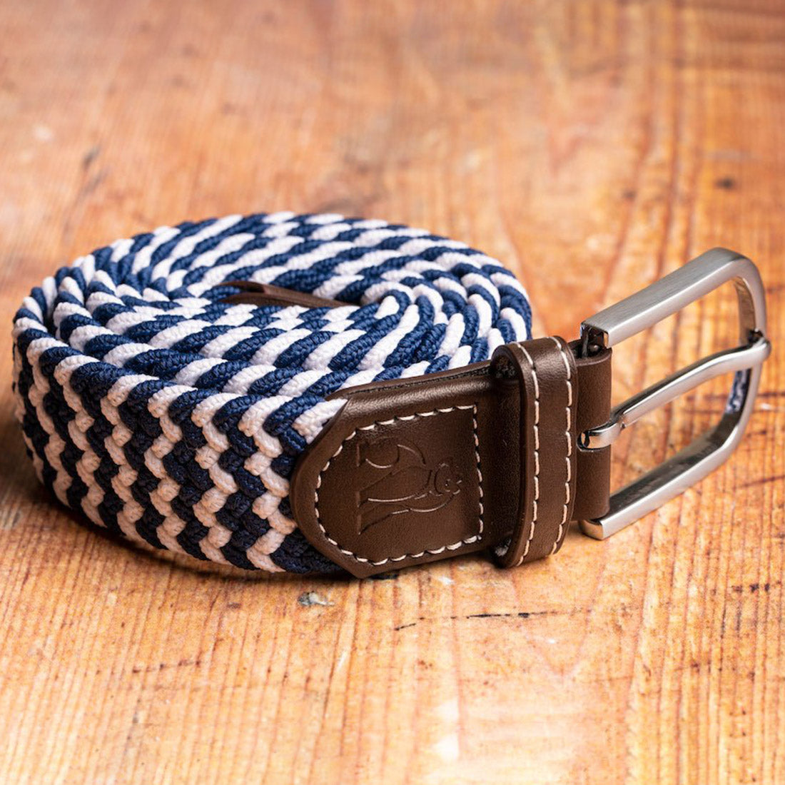 Woven Belt - Navy / White Zigzag
