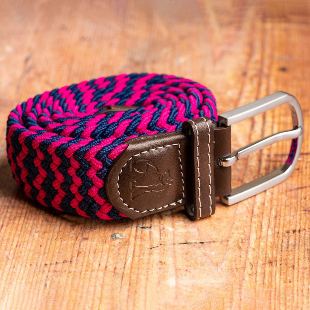 Woven Belt - Pink / Blue Zigzag