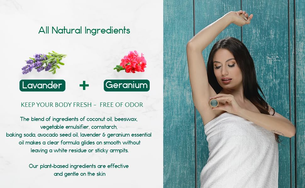 BeNat 2-Pack All Natural Deodorant – Lavender & Geranium | Aluminum Free, Zero Waste