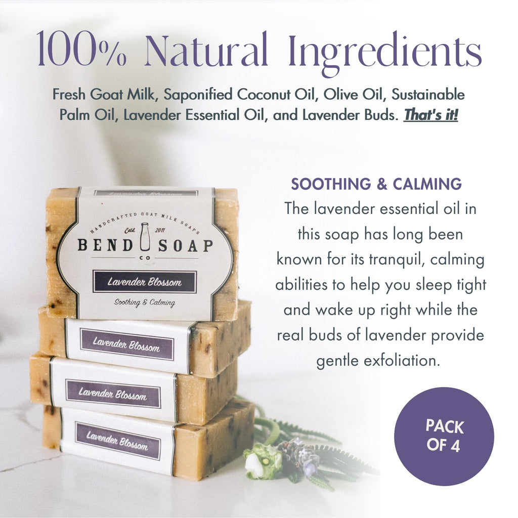 All Natural Goat Milk Soap – Lavender Blossom, Handmade in the USA (4 x 4.5 oz)