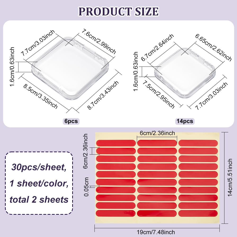 BENECREAT 20Pcs Press On Nail Storage Box – 2 Sizes, Clear Display Boxes with Adhesive Tape