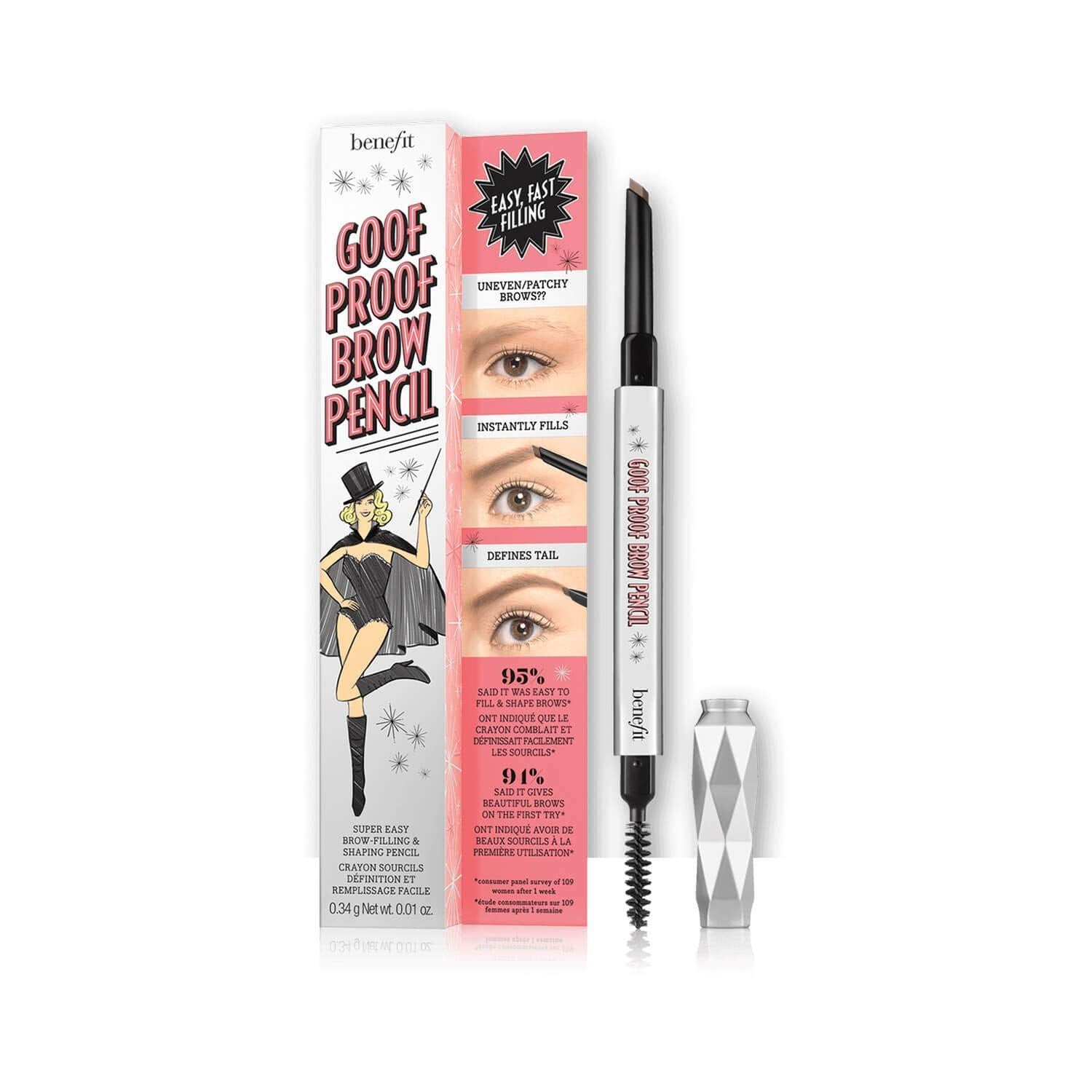 Benefit Cosmetics Goof Proof Waterproof Eyebrow Pencil — Easy Shape & Fill, 12-Hour Wear