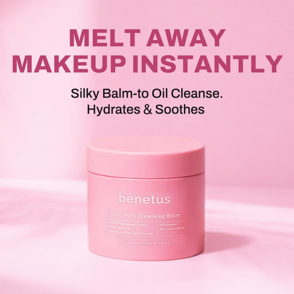 Benetus Deep Pure Cleansing Balm — Gentle Makeup Remover for Heavy Makeup, Waterproof Formulas & SPF