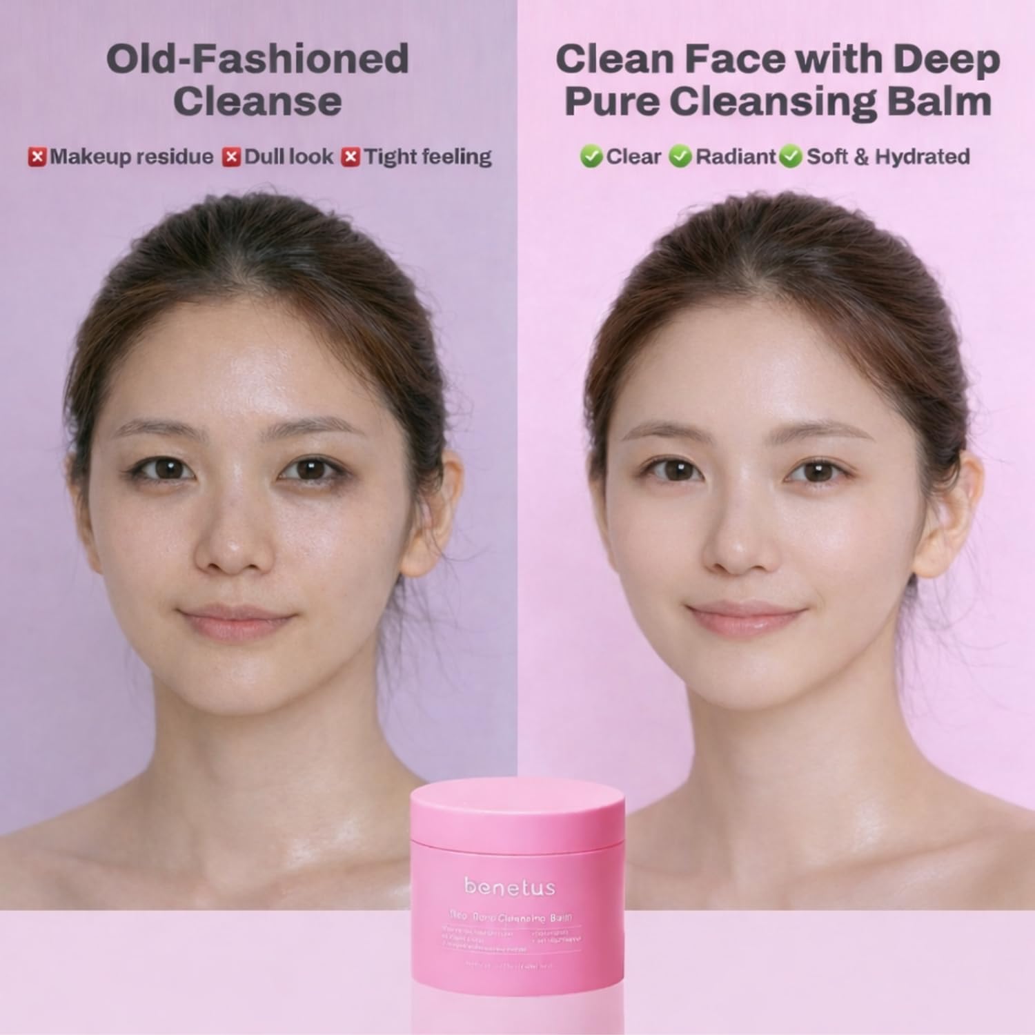 Benetus Deep Pure Cleansing Balm — Gentle Makeup Remover for Heavy Makeup, Waterproof Formulas & SPF