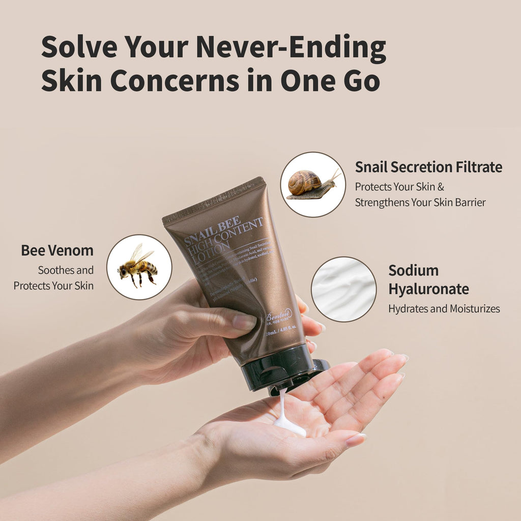 BENTON Snail Bee High Content Lotion 120ml | Hydration with Snail Mucin & Bee Venom