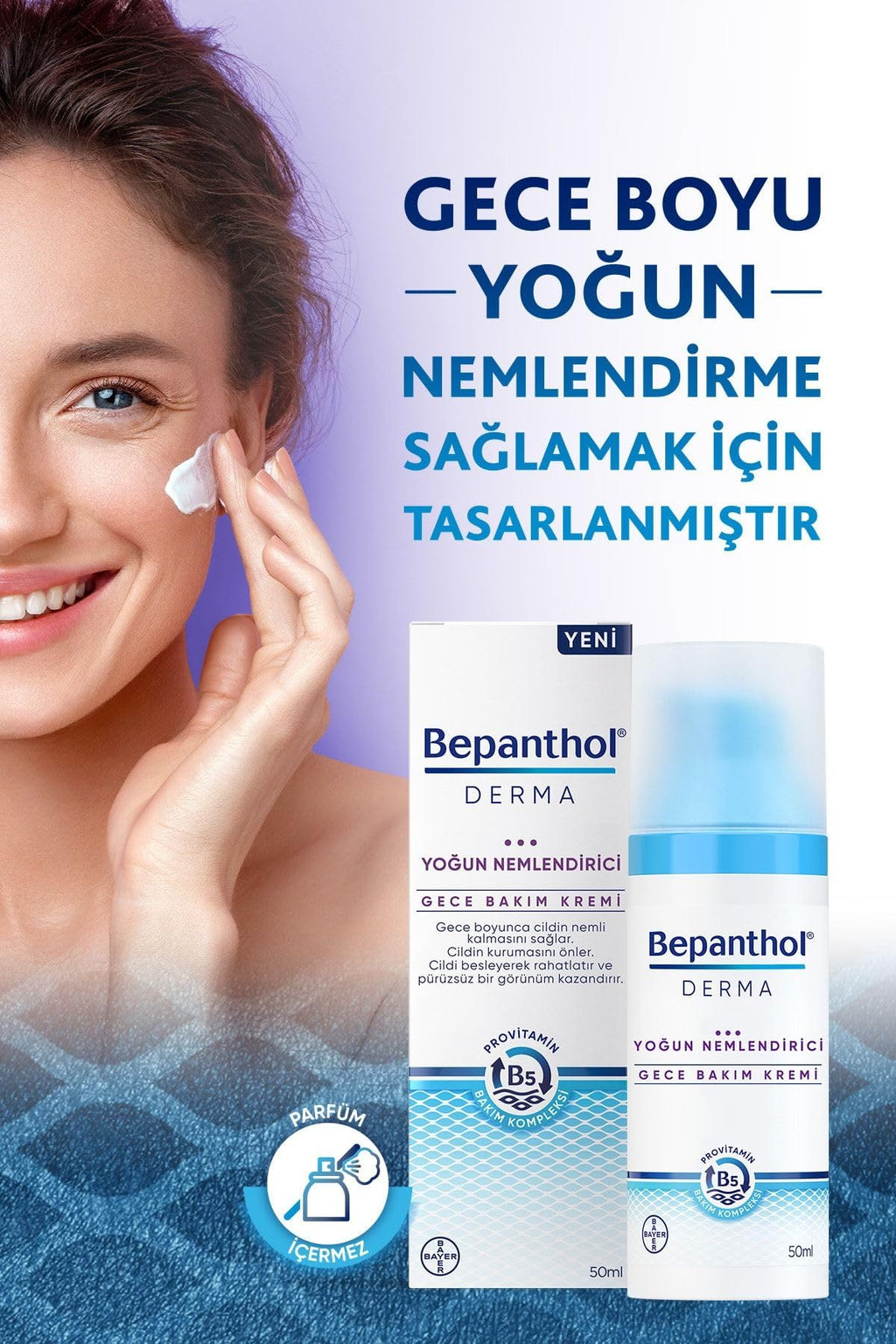 Bepanthol Derma Intensive Moisturizing Night Cream – 50 ml | Overnight Hydration