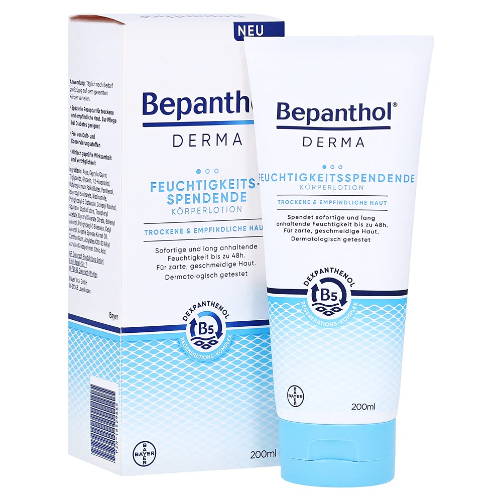 Bepanthol Derma Moisturising Body Lotion – Fragrance-Free, Quick Absorption for Sensitive, Dry Skin (200 ml)