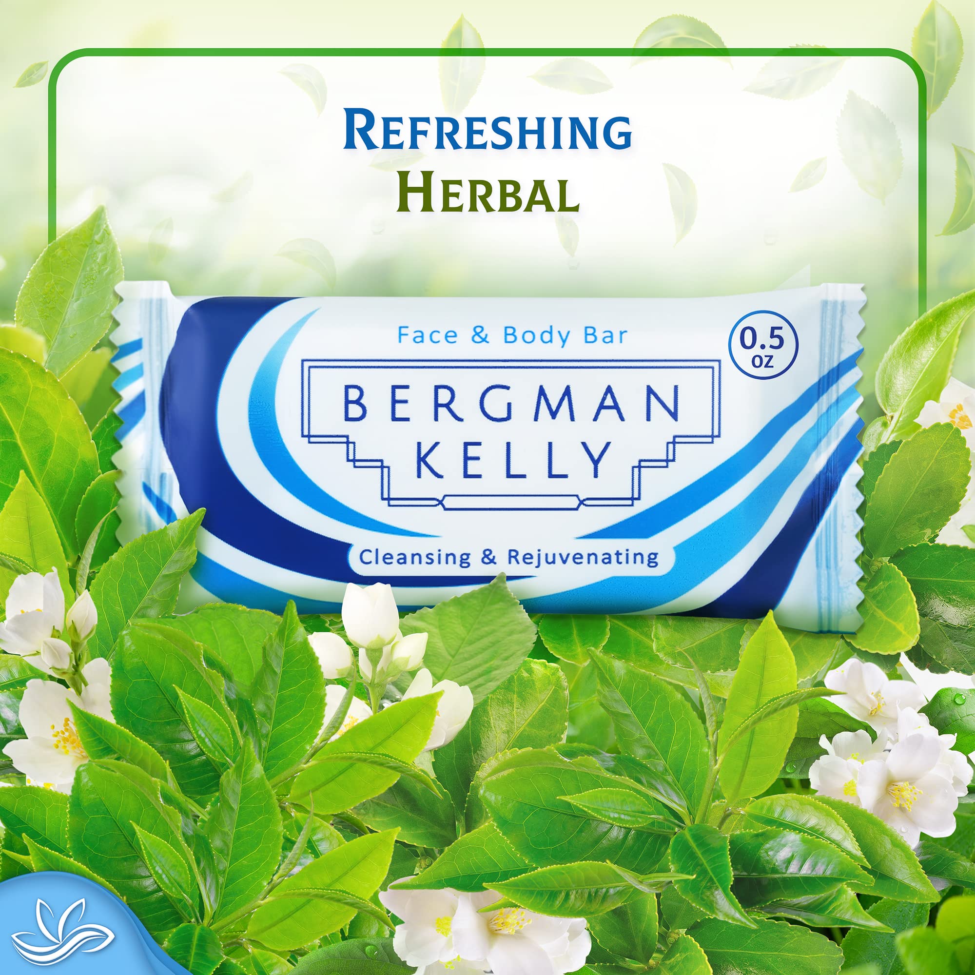BERGMAN KELLY Hotel Soap Bars – White Tea Scent, 0.5 oz, 200 Pack | Travel-Size Bulk Amenities