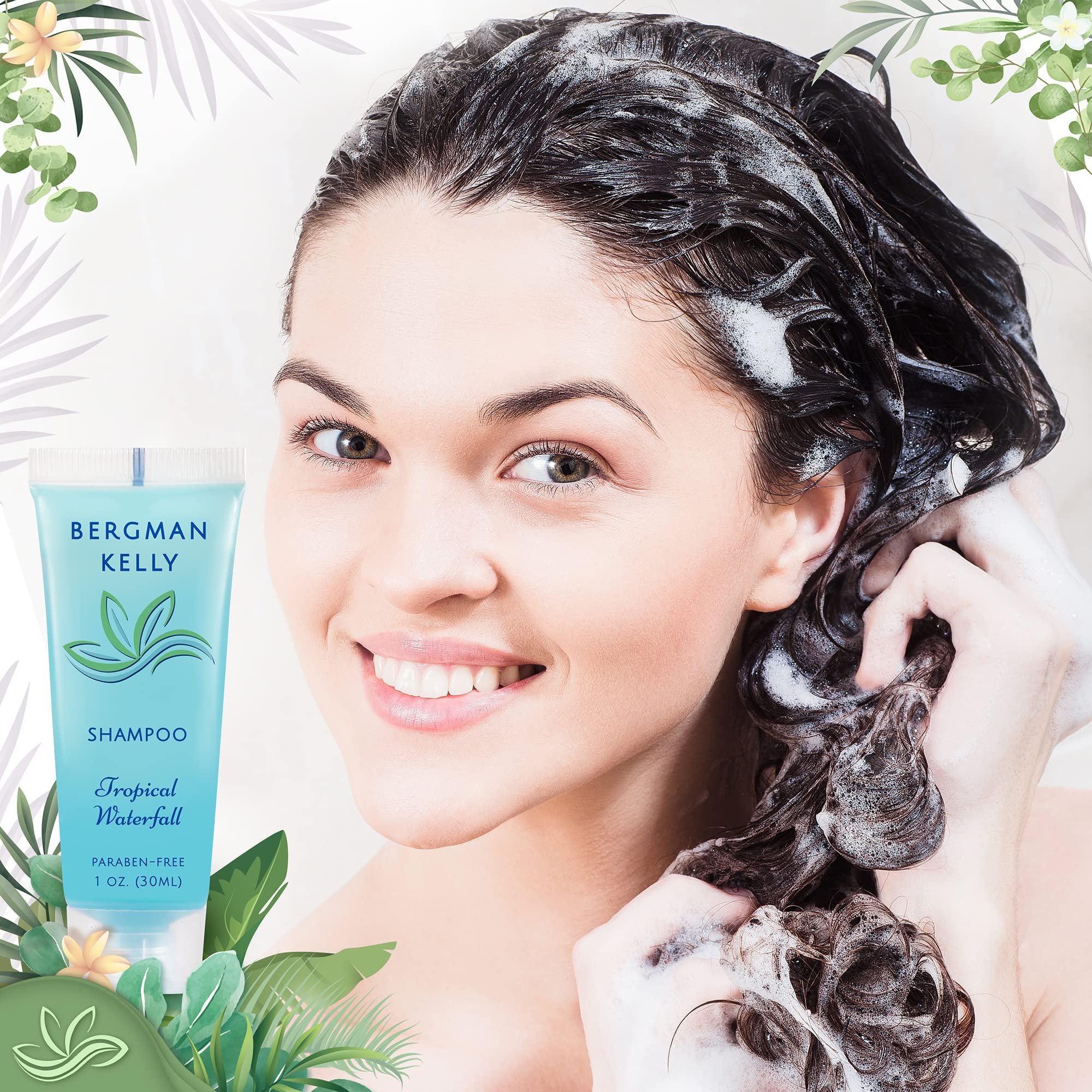 Bergman Kelly Travel Shampoo & Conditioner Set – 100 x 1oz, Tropical Waterfall