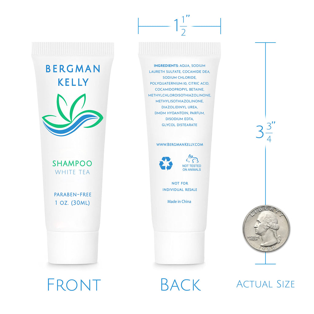 BERGMAN KELLY Travel Size Hotel Shampoo – 1oz, 100 Count, White Tea Scent