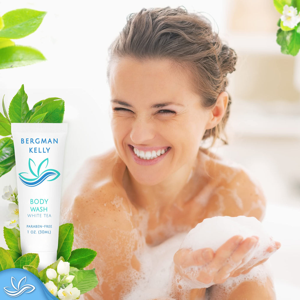 BERGMAN KELLY Travel Size Body Wash – 1 oz, 50-Pack, White Tea