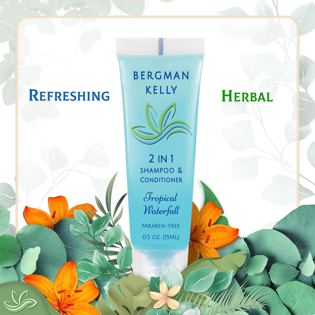 Bergman Kelly Travel Size 2-in-1 Shampoo & Conditioner - 0.5 fl oz, 200 Pack, Tropical Waterfall