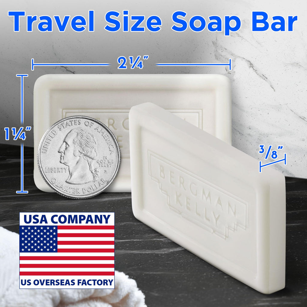 BERGMAN KELLY Hotel Soap Bars – White Tea Scent, 0.5 oz, 200 Pack | Travel-Size Bulk Amenities