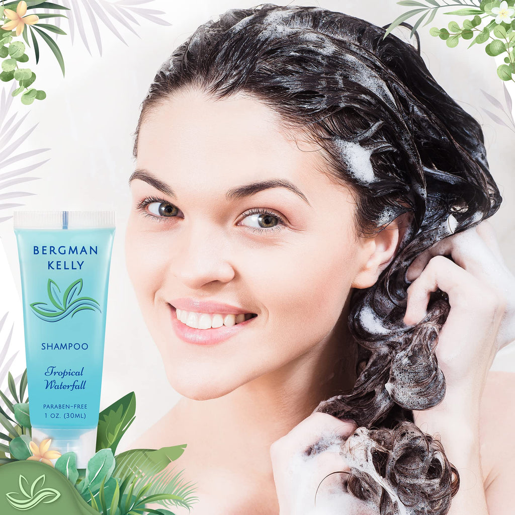 BERGMAN KELLY Hotel Toiletries Bundle – Tropical Waterfall, 1 oz Each, 125 Pieces | 5-Piece Set