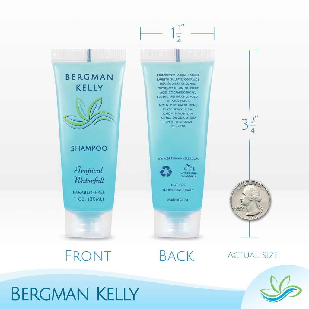 BERGMAN KELLY Hotel Toiletries Bundle – Tropical Waterfall, 1 oz Each, 125 Pieces | 5-Piece Set