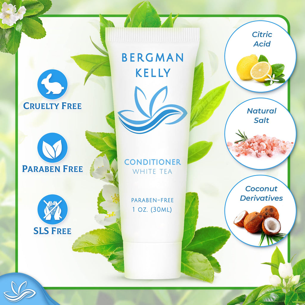 BERGMAN KELLY Hotel Conditioner White Tea — 1 oz Travel Bottles, 100-Pack
