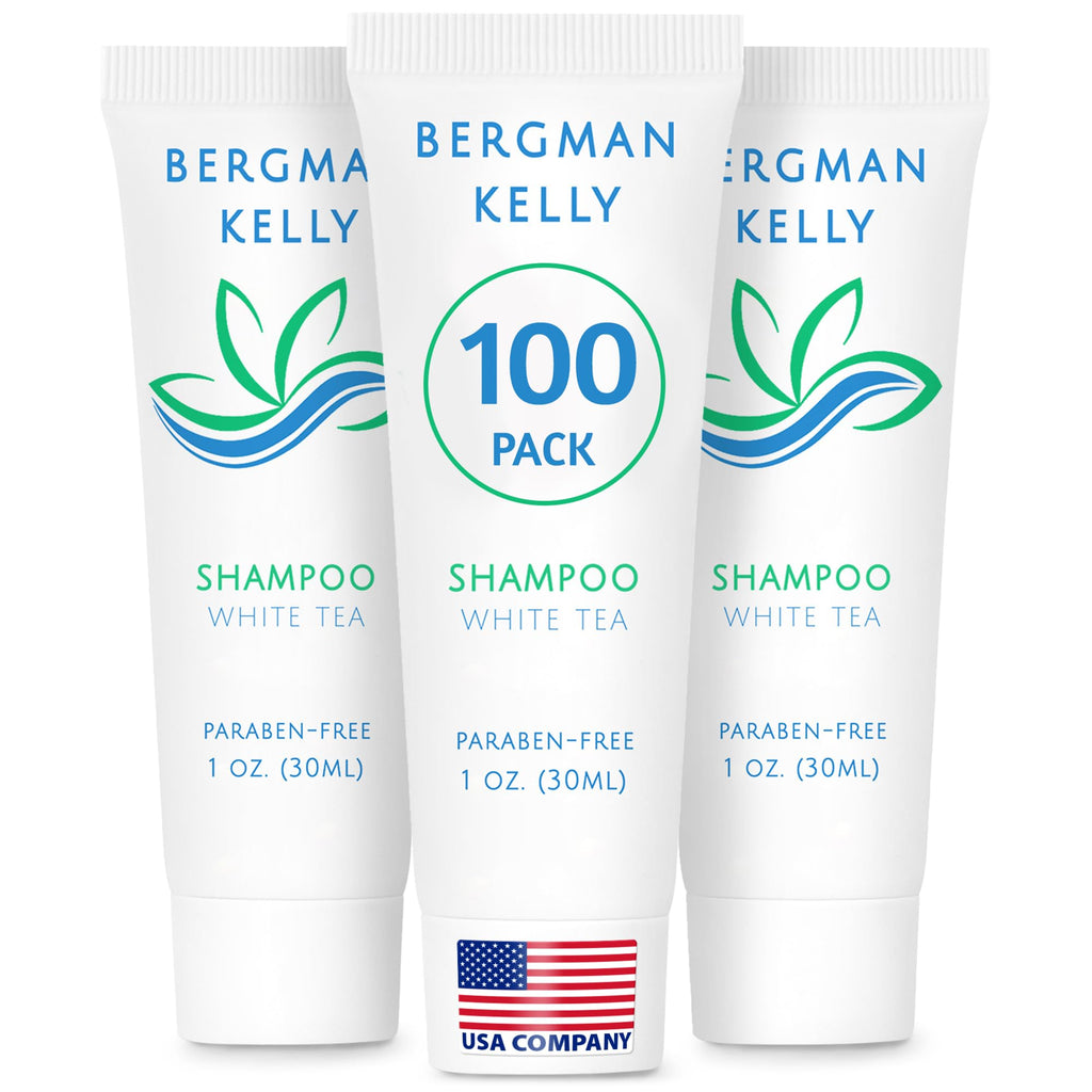 BERGMAN KELLY Travel Size Hotel Shampoo – 1oz, 100 Count, White Tea Scent