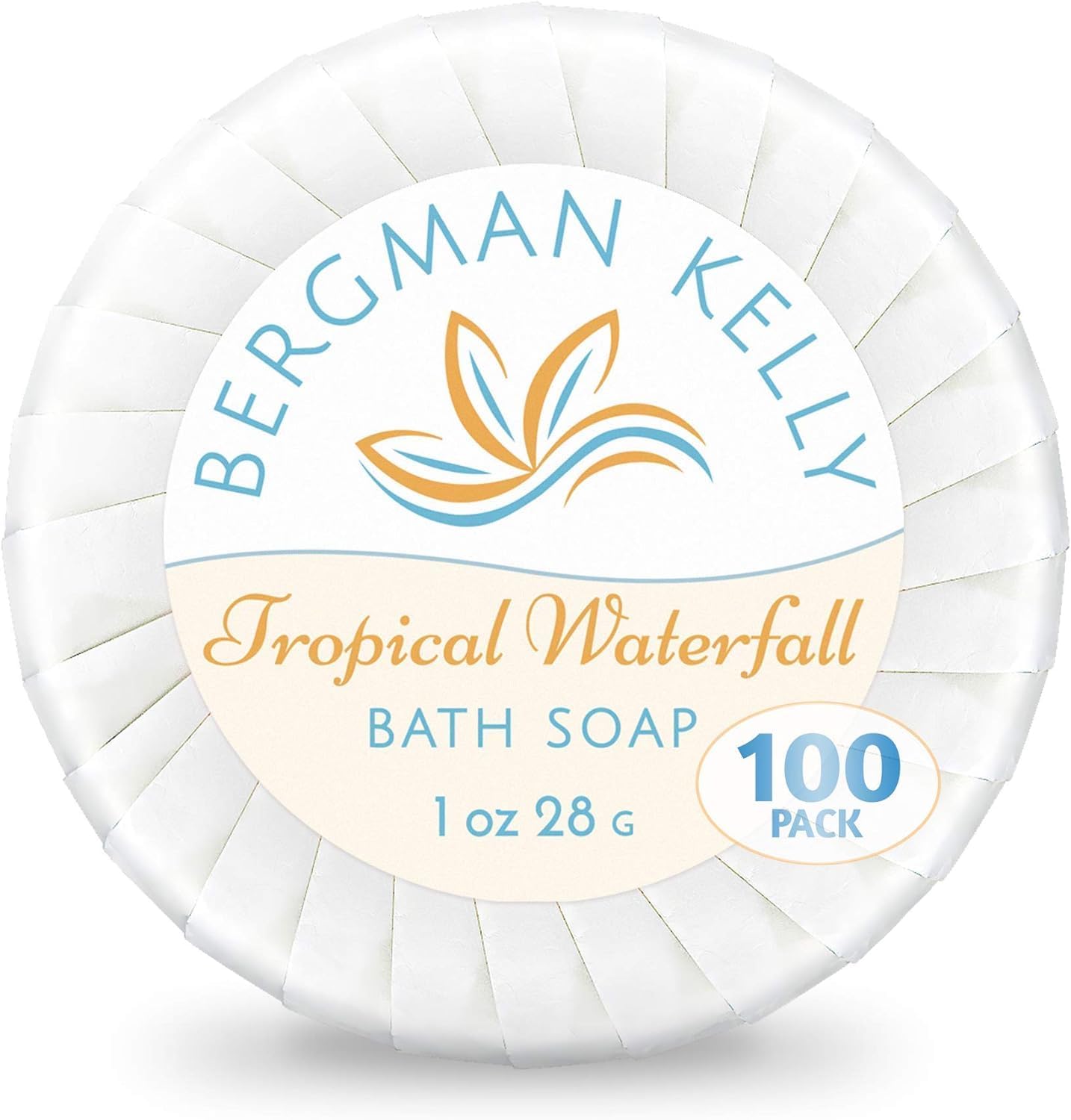 BERGMAN KELLY Tropical Waterfall Hotel Soap Bars Bulk 100 Pack, 1 oz, Individually Wrapped