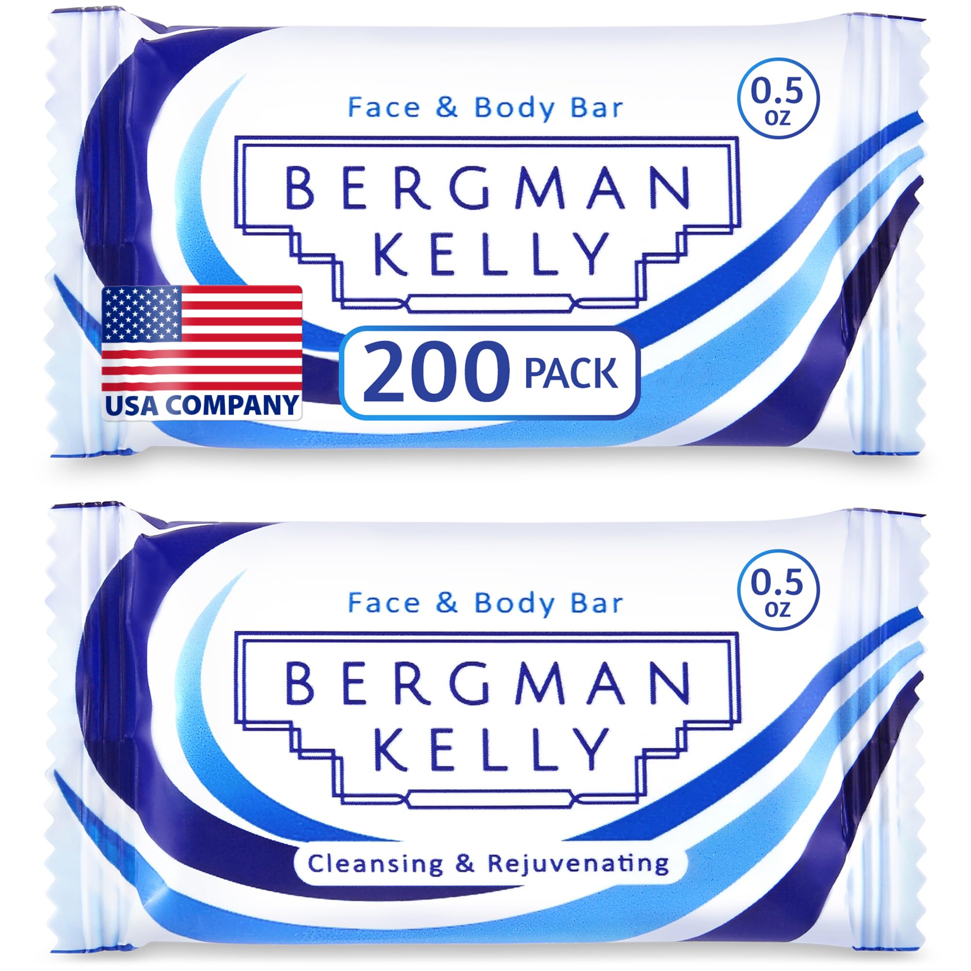 BERGMAN KELLY Hotel Soap Bars – White Tea Scent, 0.5 oz, 200 Pack | Travel-Size Bulk Amenities