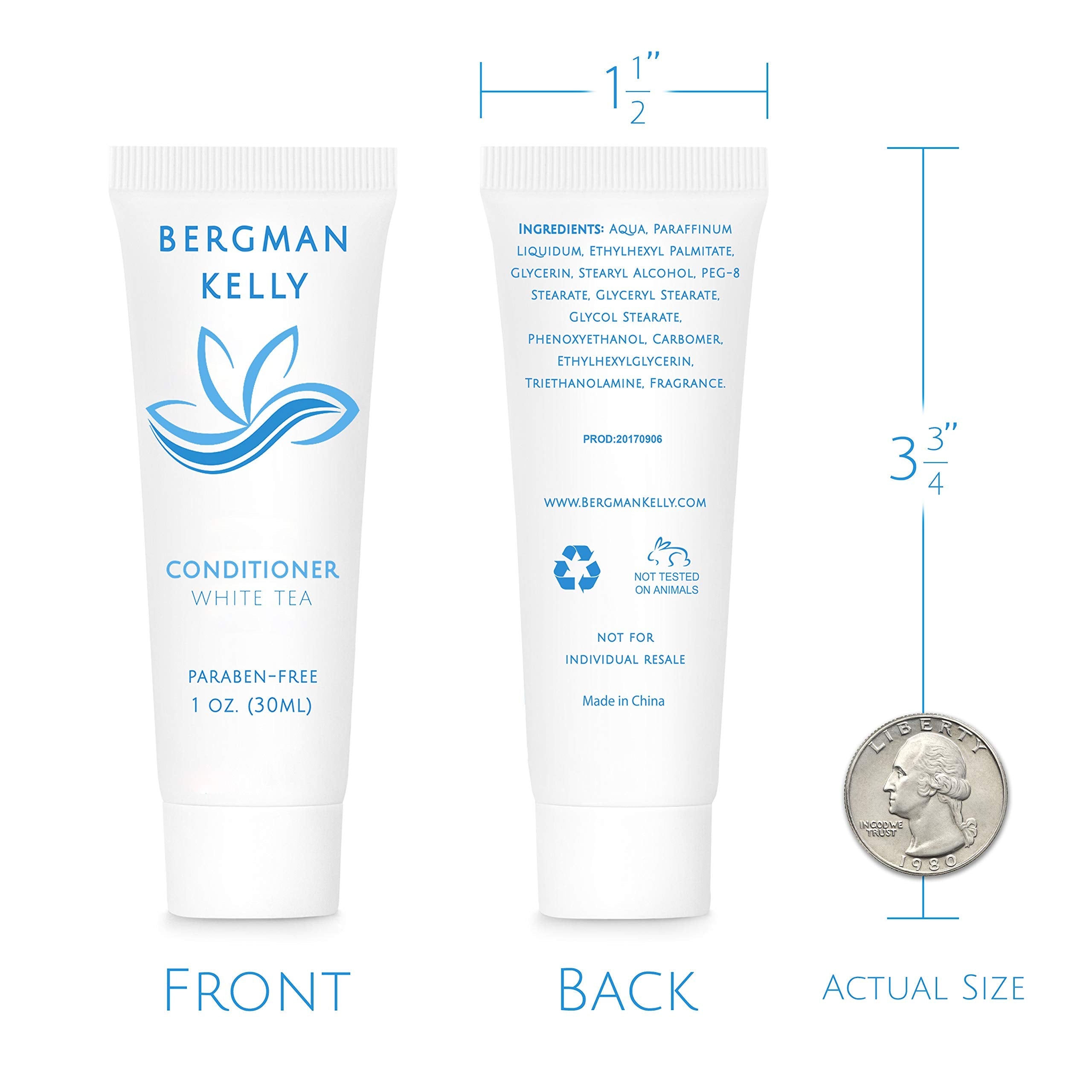 BERGMAN KELLY Hotel Conditioner White Tea — 1 oz Travel Bottles, 100-Pack