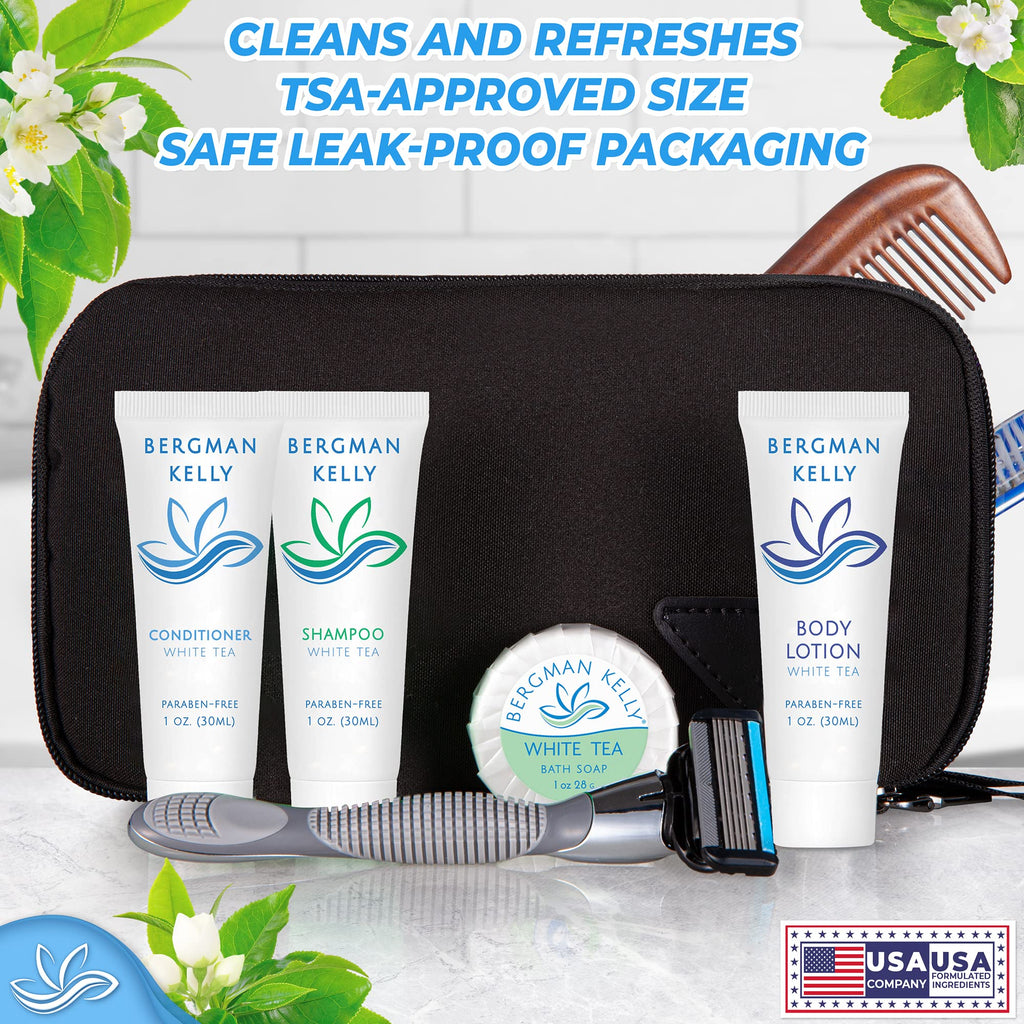 BERGMAN KELLY Travel Size Body Wash (1 fl oz, 200 Pack) – White Tea for Hotels & Hospitality