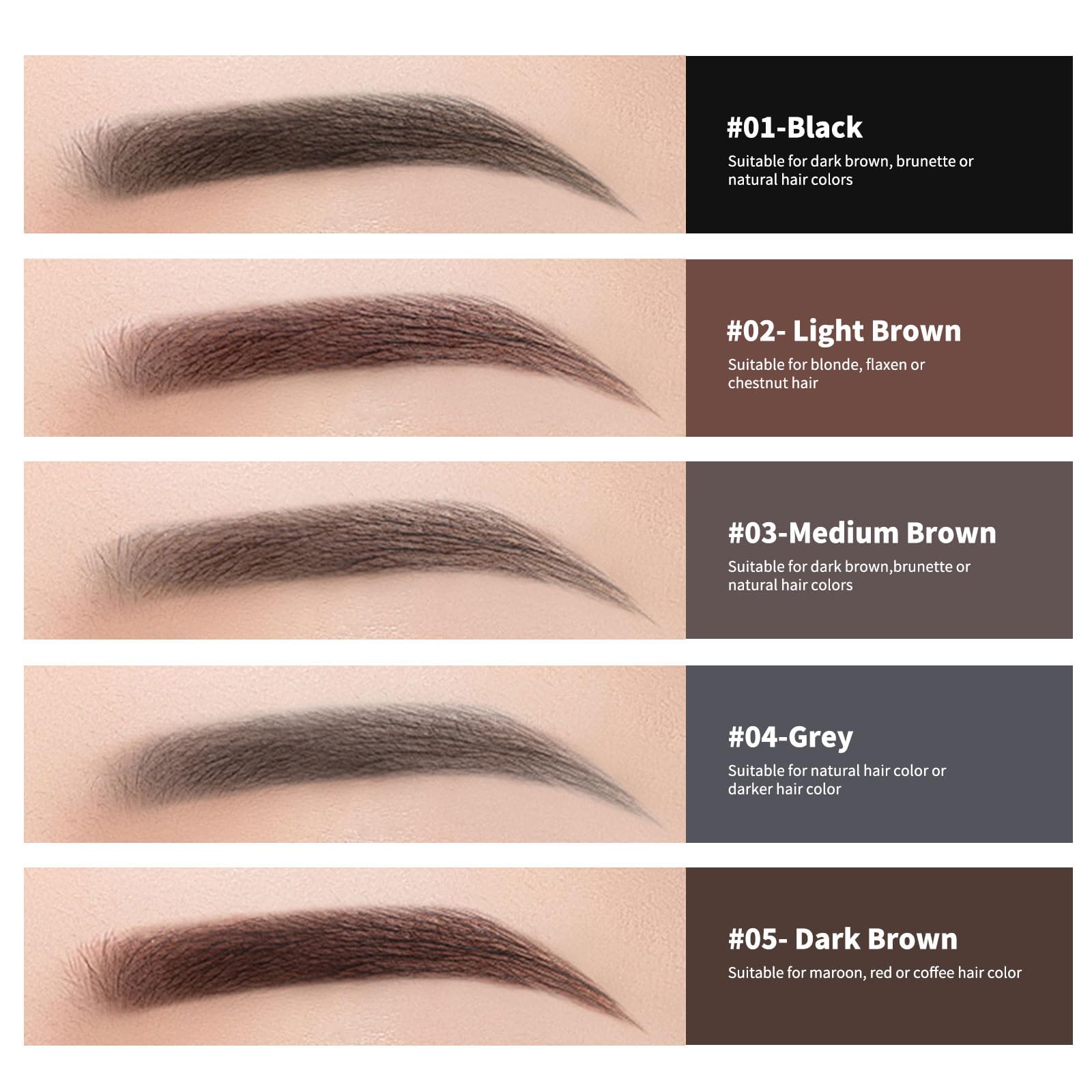 Berinist 12-Piece Medium Brown Waterproof Eyebrow Pencils – Retractable Dual-End with Brush, Triangular Tip