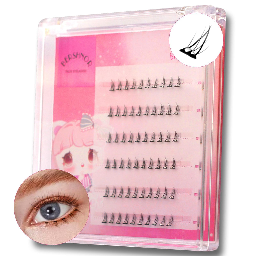 Bershnor Self-Adhesive Bottom Eyelashes Spike Cluster – Glueless, 5-7mm Mix