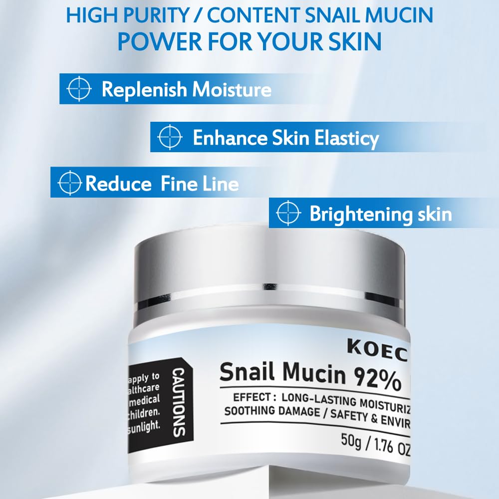 BERVEAL Vitamin C Facial Serum & Snail Mucin 92% Moisturizer – Hydrating Gel Cream, 1.01 oz