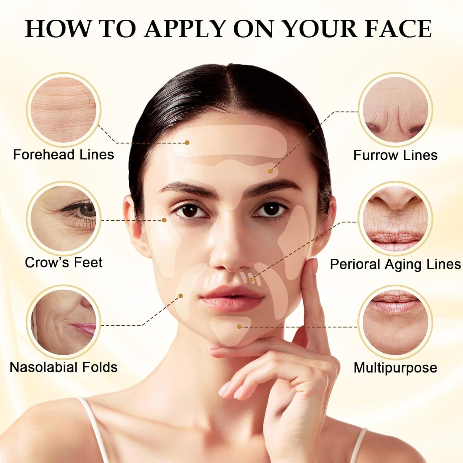 BERVEAL Face Wrinkle Patches - 160 Patches for Overnight Smoothing of Eye, Forehead & Mouth