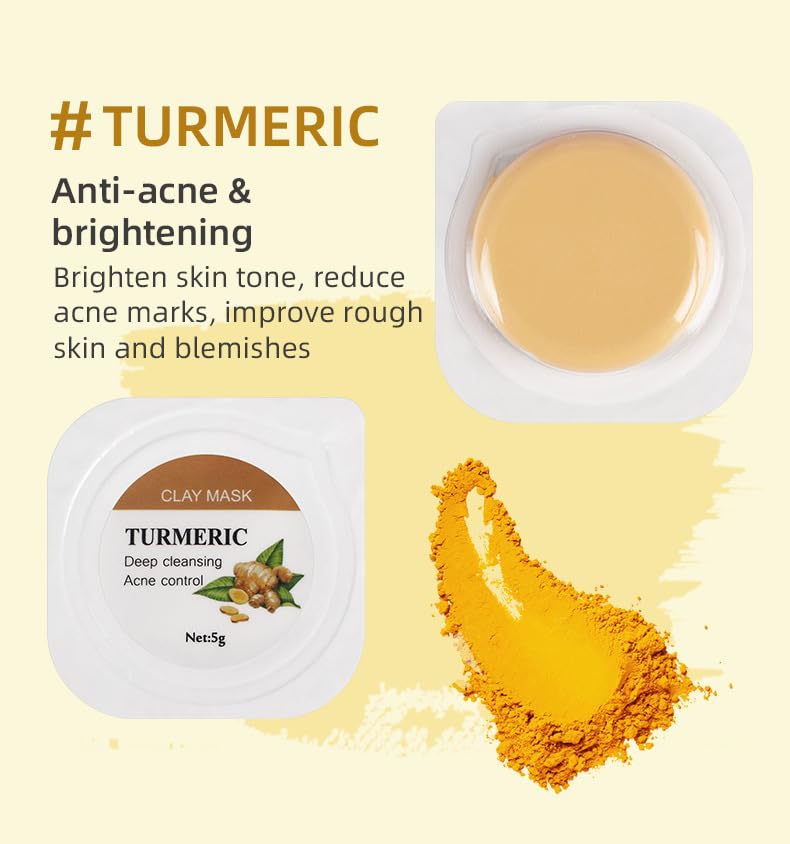 BERVEAL Organic Clay Mask Kit - Turmeric Green Tea Pink Rose for Acne-Prone Skin & Brightening