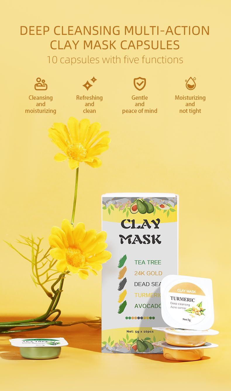 BERVEAL Organic Clay Mask Kit | Private Label Turmeric Green Tea Pink Rose