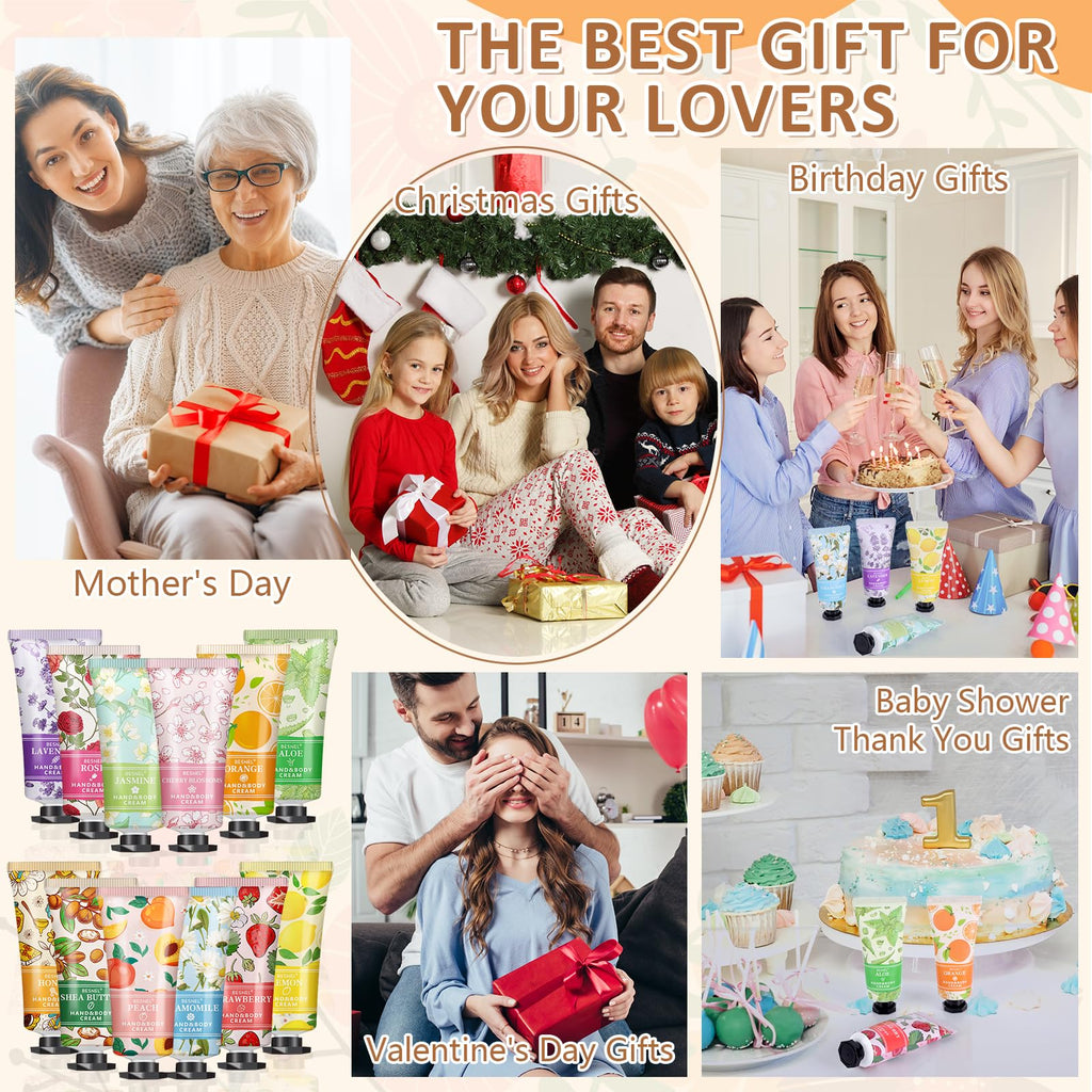 BESNEL 24-Pack Hand Cream Gift Set – 12 Fragrances, Travel-Size Lotions