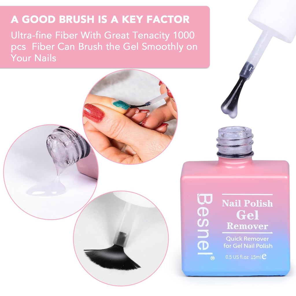 BESNEL Gel Nail Polish Remover 10 Pack - Quick, Non-Irritating Gel Remover Kit