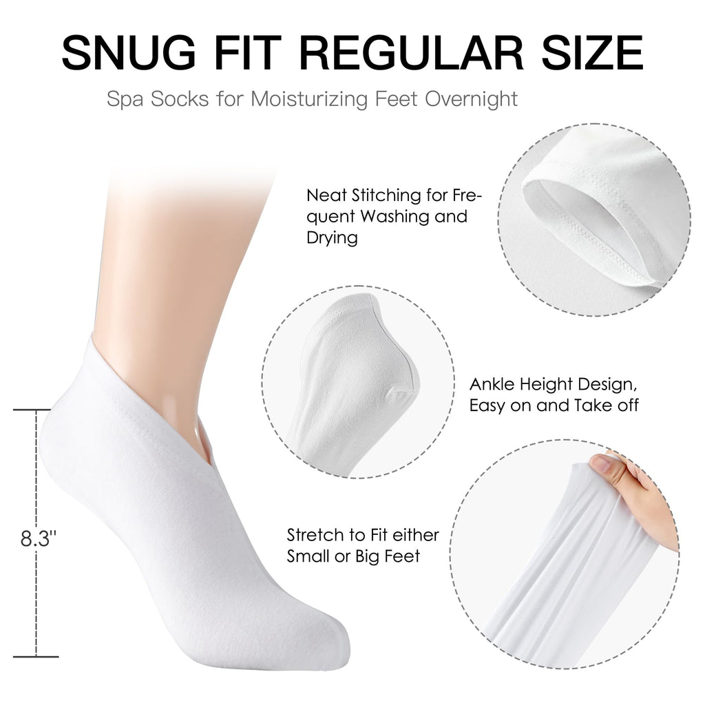 BESSLEE Sleep Cotton Socks for Moisturizing Feet Overnight – Snug-Fit Spa Socks (10 Pairs, Black & White)