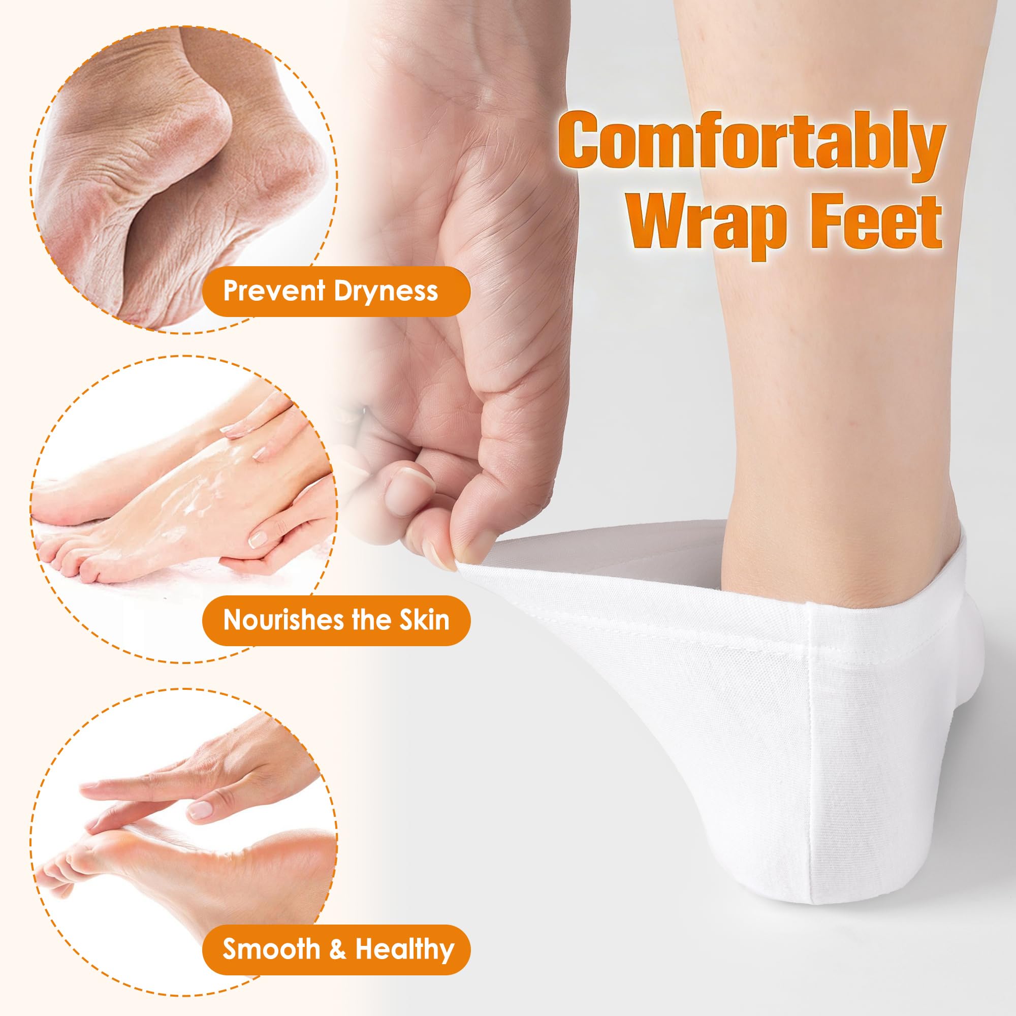 BESSLEE Sleep Cotton Socks for Moisturizing Feet Overnight – Snug-Fit Spa Socks (10 Pairs, Black & White)