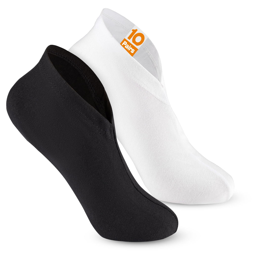 BESSLEE Sleep Cotton Socks for Moisturizing Feet Overnight – Snug-Fit Spa Socks (10 Pairs, Black & White)