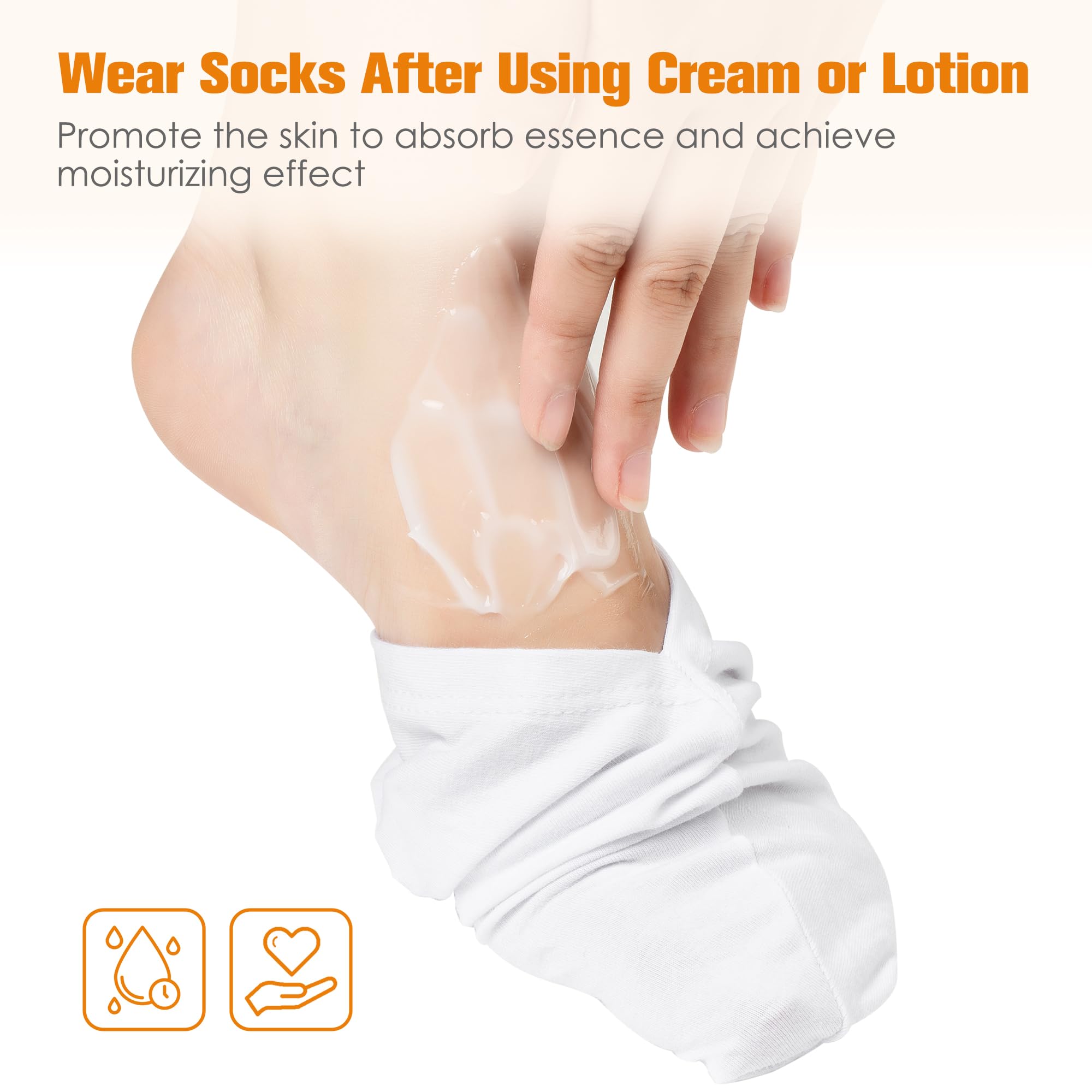 BESSLEE Sleep Cotton Socks for Moisturizing Feet Overnight – Snug-Fit Spa Socks (10 Pairs, Black & White)