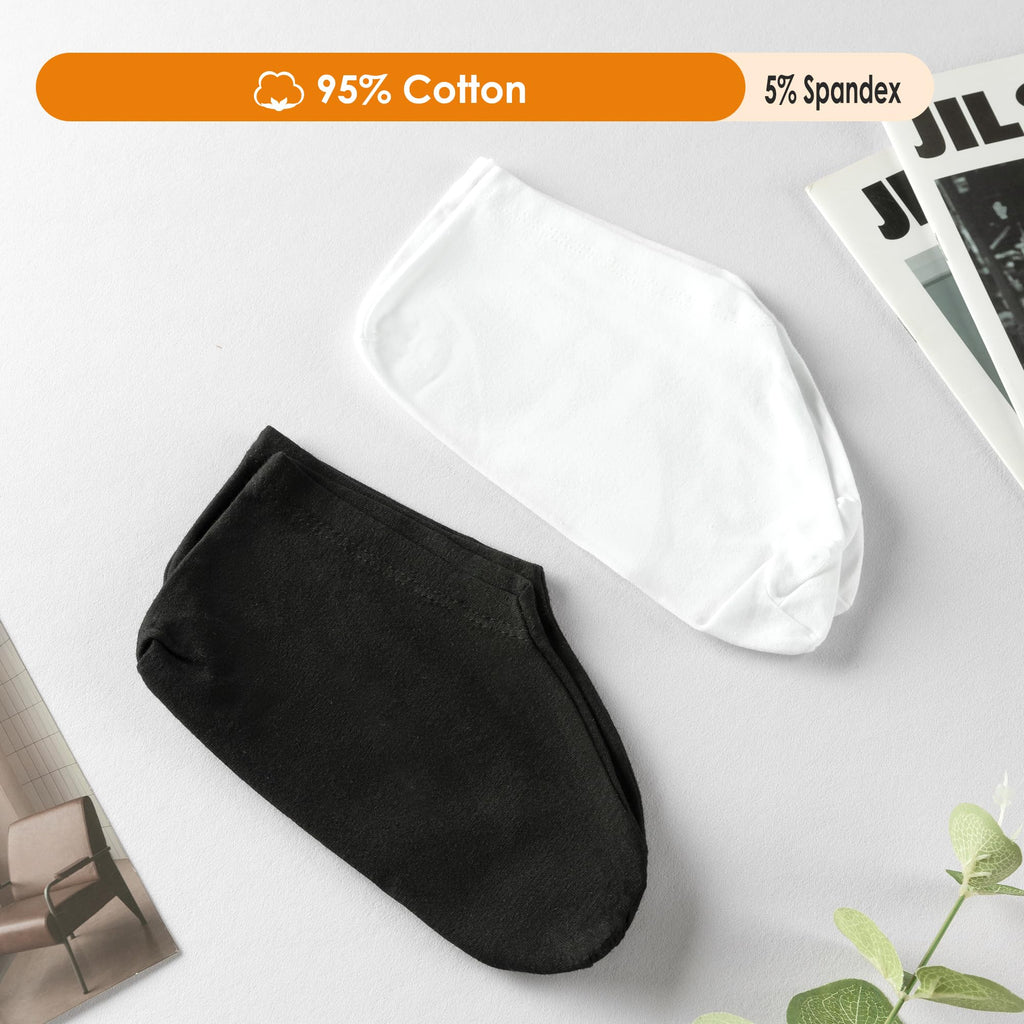 BESSLEE Sleep Cotton Socks for Moisturizing Feet Overnight – Snug-Fit Spa Socks (10 Pairs, Black & White)