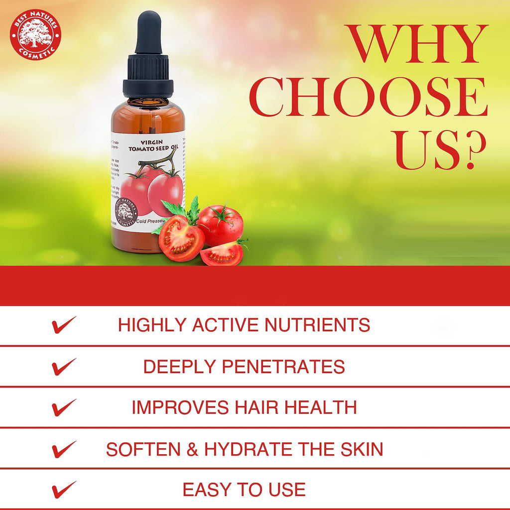 Best Nature's Tomato Seed Oil – Cold Pressed, Unrefined (2 oz) | Skin & Hair Moisturizer | Best Nature's Cosmetics