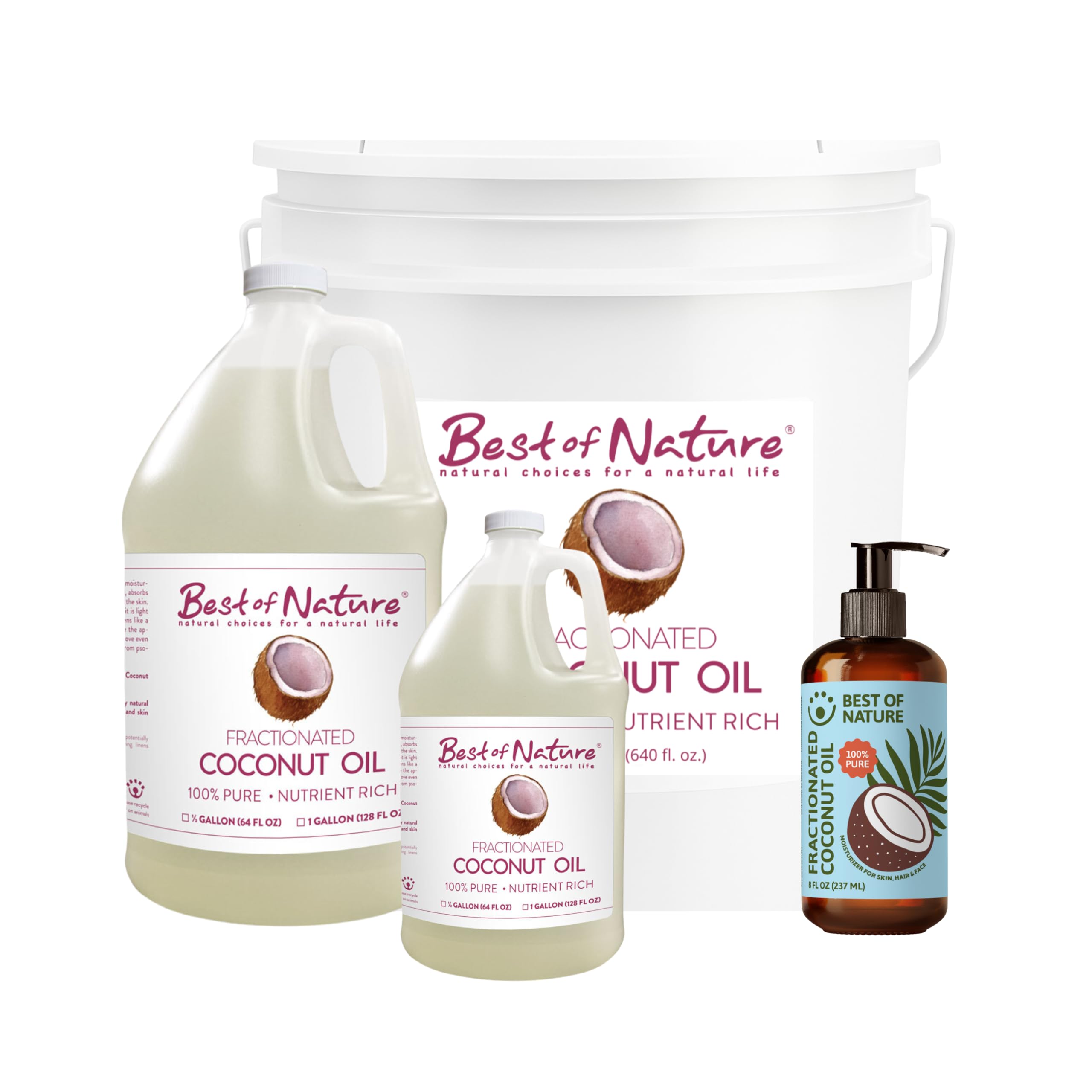 Best of Nature 100% Pure Fractionated Coconut Oil – Unscented Massage & Skincare (64 oz)