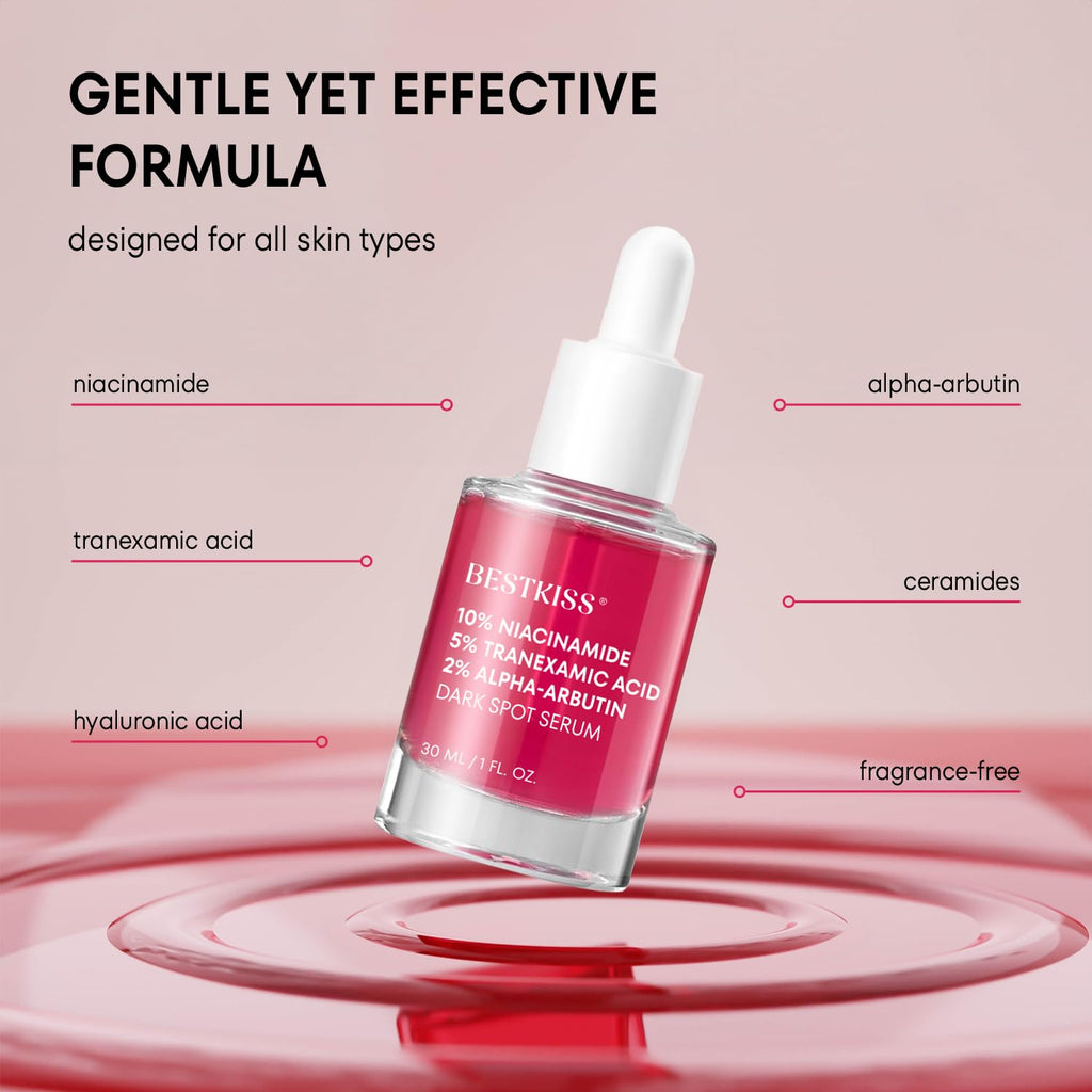 Bestkiss Dark Spot Serum with Niacinamide 10% + Tranexamic 5% + Alpha-Arbutin 2% – 1 oz