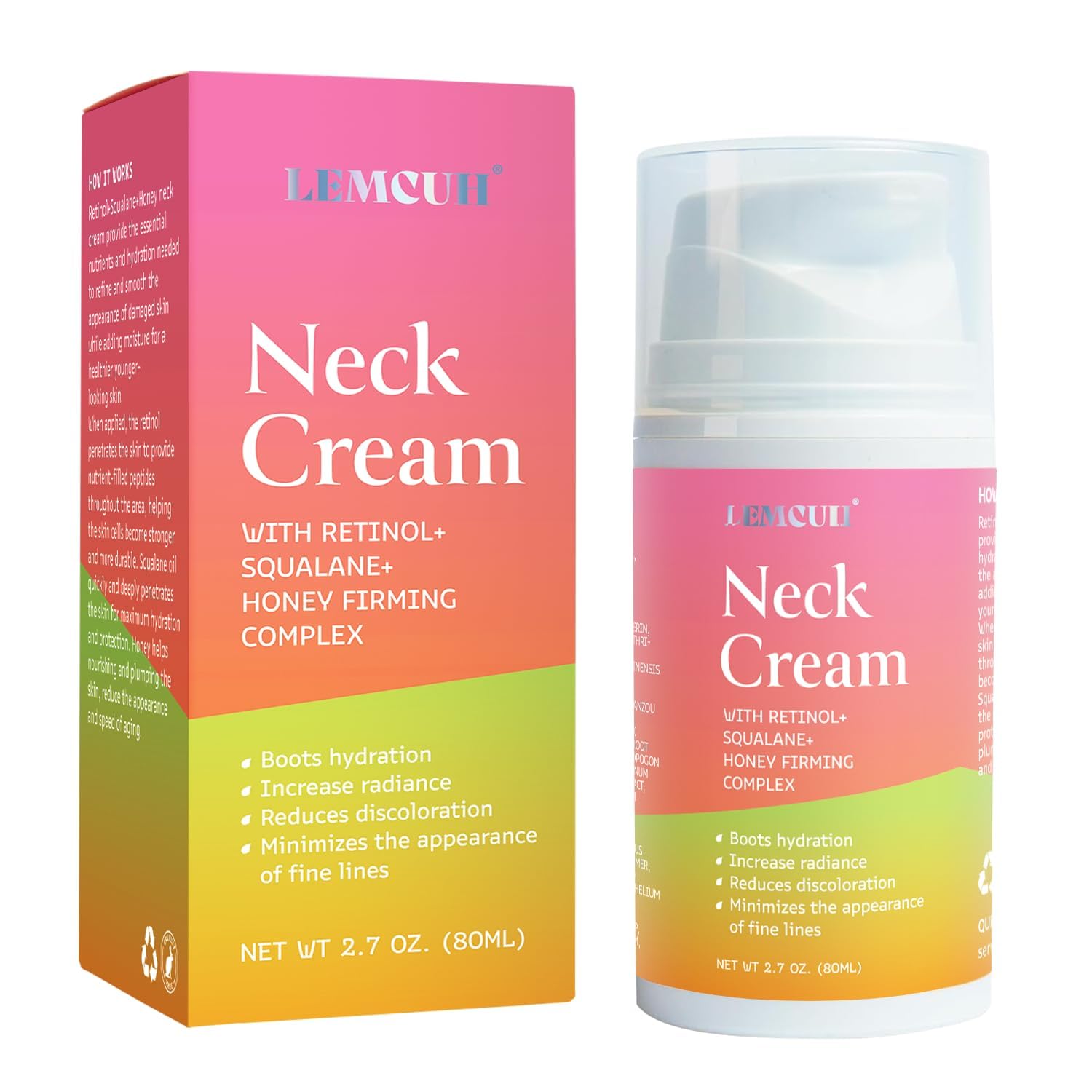 Bestkiss Neck Cream for Tightening & Firming – Retinol, Niacinamide, Hyaluronic Acid (2.8 oz)