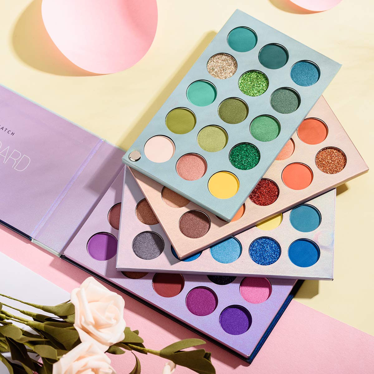 BestLand 60 Colors Eyeshadow Palette | 4-in-1 Color Board, Highly Pigmented Glitter Matte Shimmer
